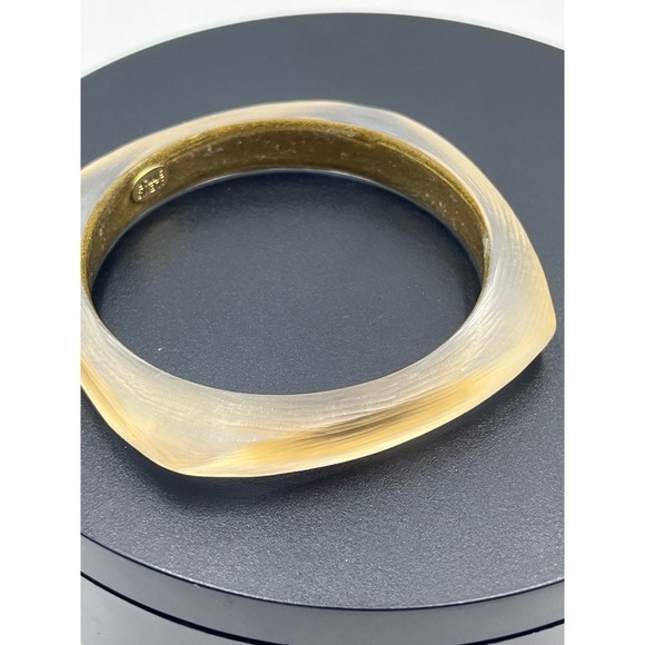 Alexis Bittar Designer Luminous Soft Square Champagne/Gold Bangle Bracelet - Picture 6 of 12